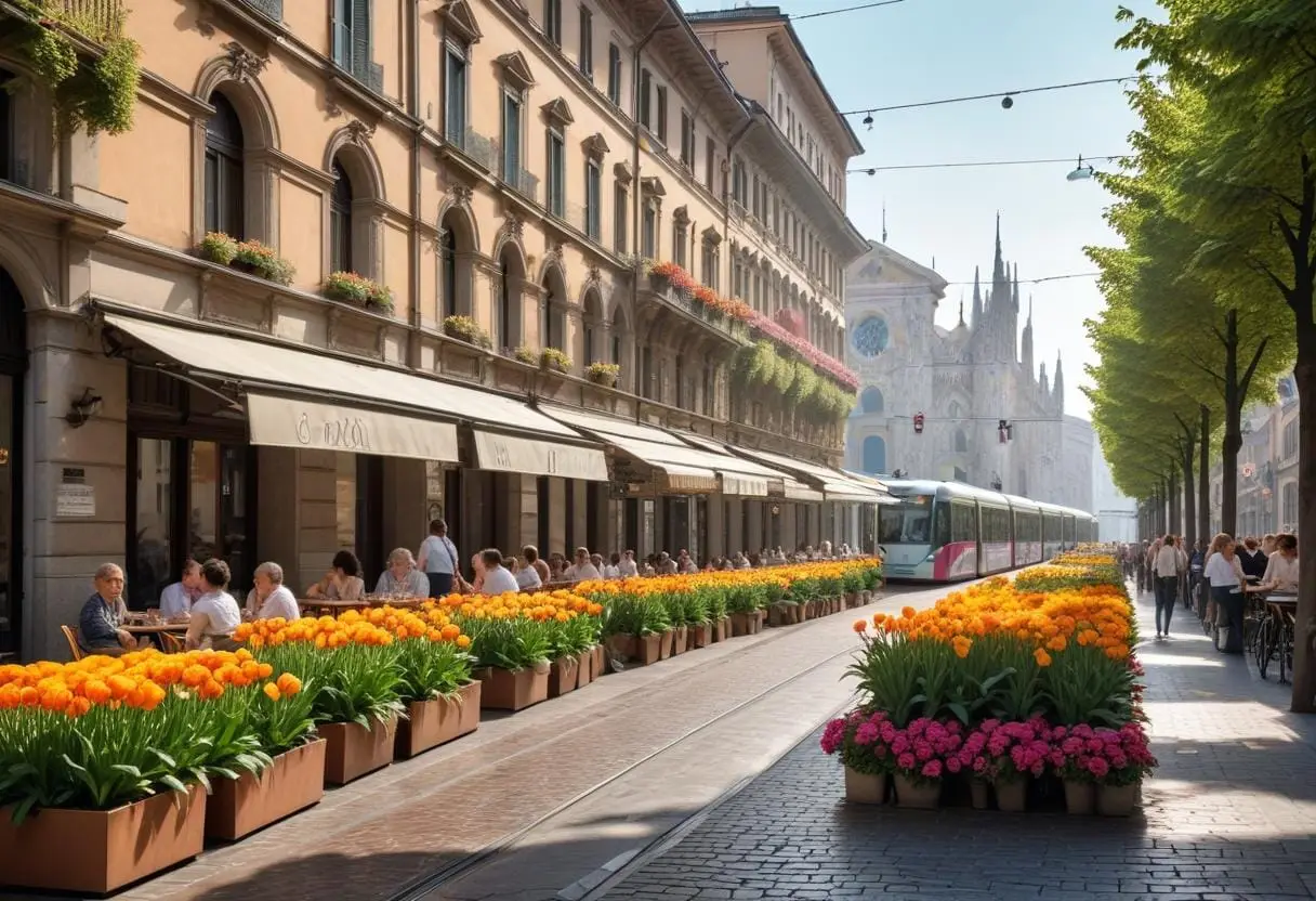 Tillgänglighet för personer med funktionsnedsättning i Milano illustration