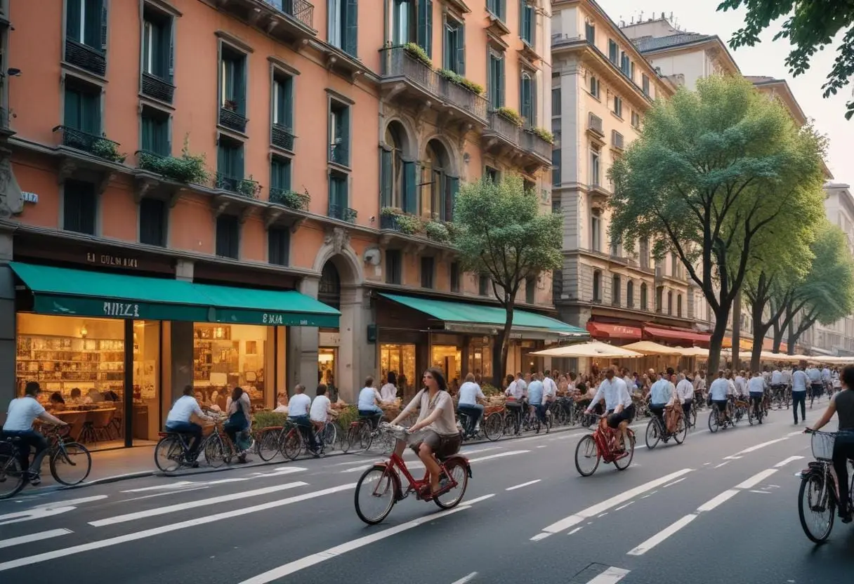 Trafik i centrala Milano illustration