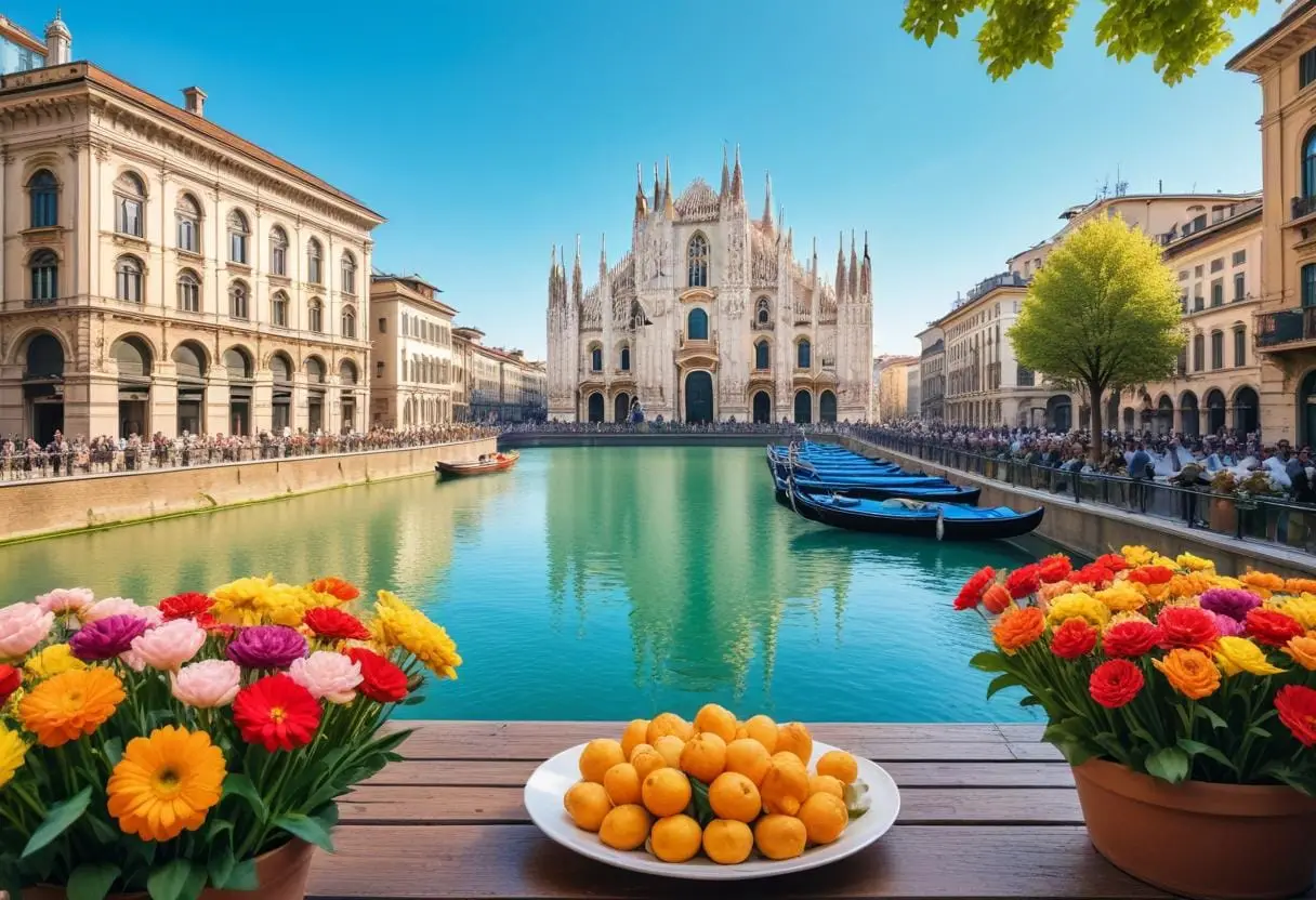 Milano under olika årstider illustration